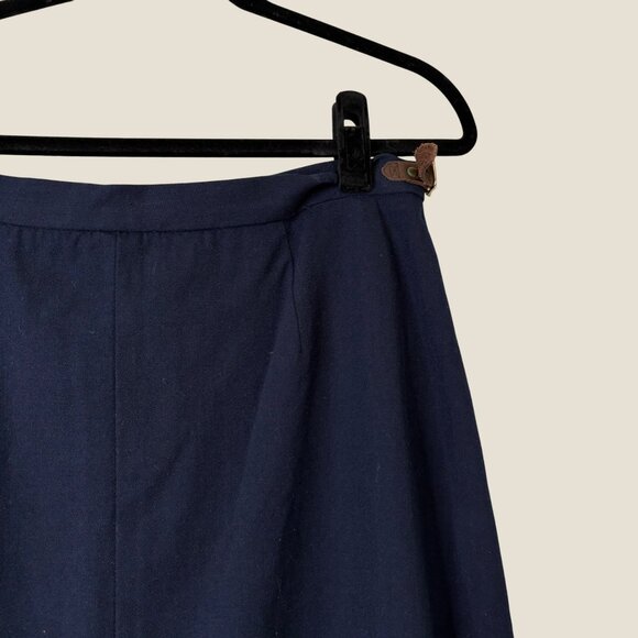 Ralph Lauren A-Line Navy Blue Vintage 77% Wool Equestrian Maxi Skirt Size 14 - Picture 9 of 12